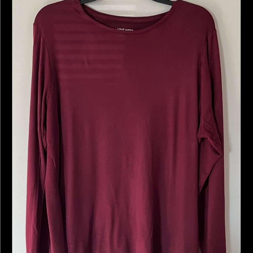 Nine West Red Long Sleeve Relaxed Blouse